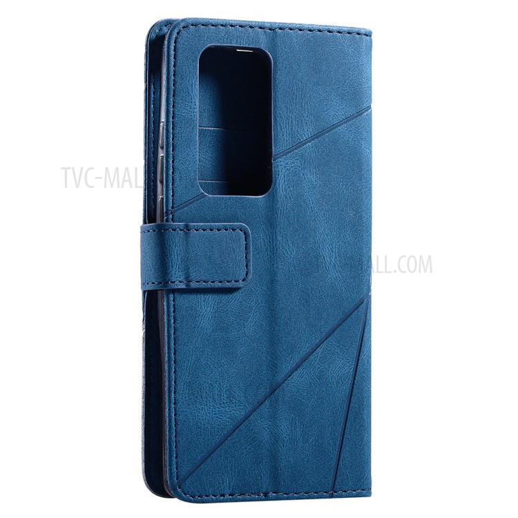 Couleur Blocage Coque De Protection En Cuir Design Élégant Pour P40 Pro Huawei - Bleu-10