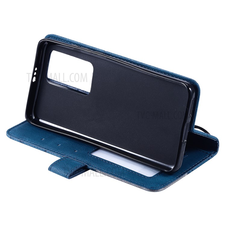 Couleur Blocage Coque De Protection En Cuir Design Élégant Pour P40 Pro Huawei - Bleu-13