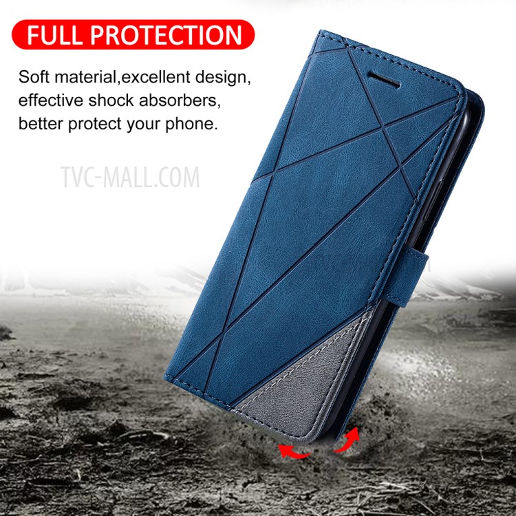 Couleur Blocage Coque De Protection En Cuir Design Élégant Pour P40 Pro Huawei - Bleu-3