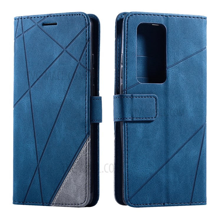 Couleur Blocage Coque De Protection En Cuir Design Élégant Pour P40 Pro Huawei - Bleu-5