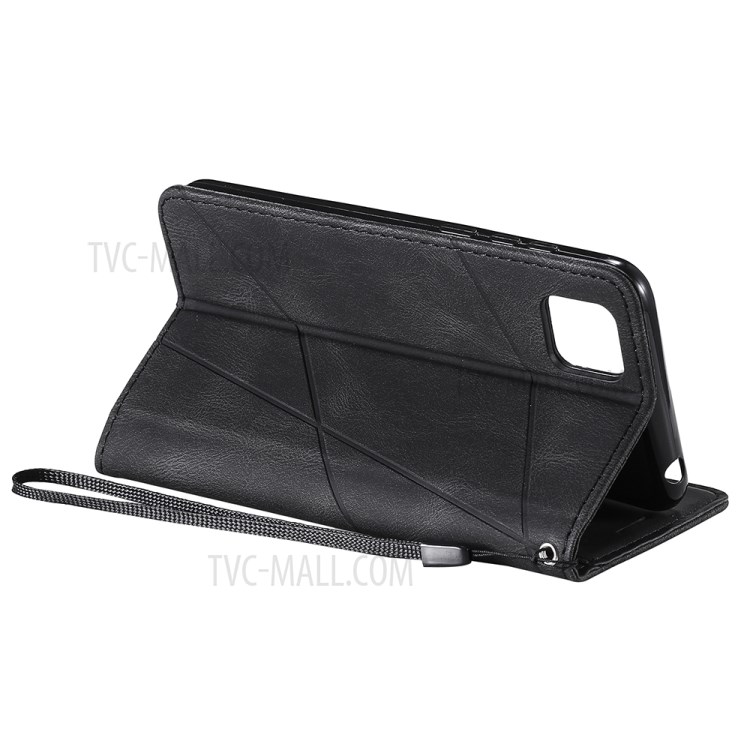 Color Blocking with Wallet Pocket and Card Slots Leather Shell for Huawei Y5p - Black-12