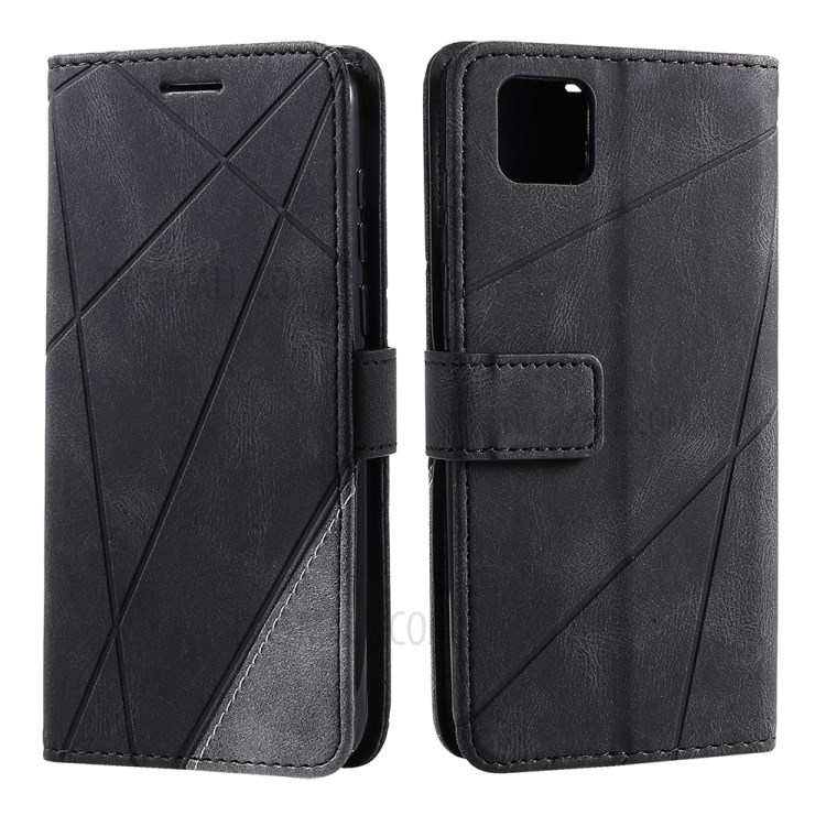 Color Blocking with Wallet Pocket and Card Slots Leather Shell for Huawei Y5p - Black-5