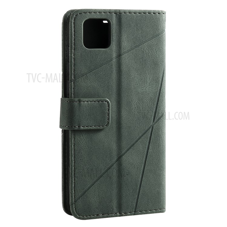 Couleur Blocage Avec Coque En Cuir Poche Portefeuille Et Emplacements Pour Cartes Pour Huawei Y5P - Vert-10