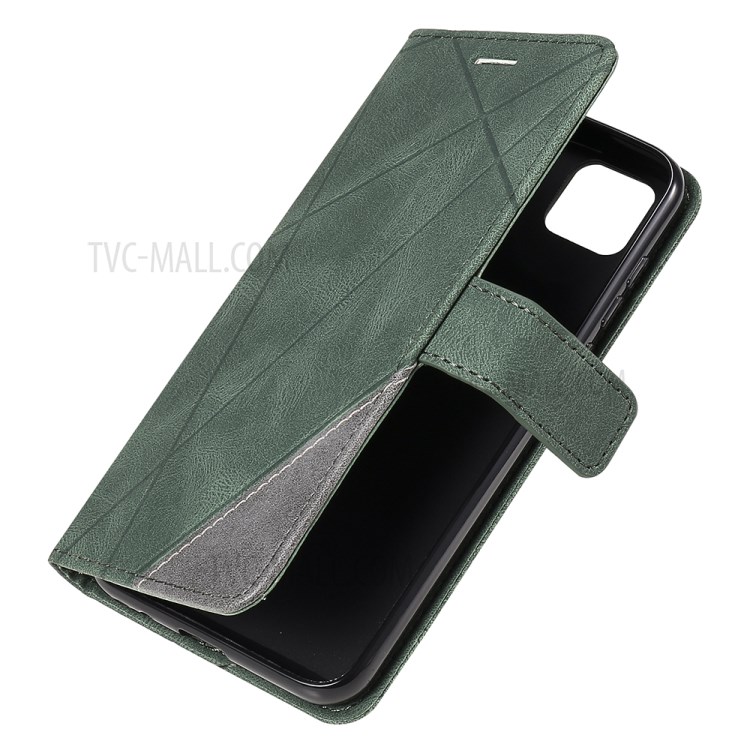 Couleur Blocage Avec Coque En Cuir Poche Portefeuille Et Emplacements Pour Cartes Pour Huawei Y5P - Vert-11