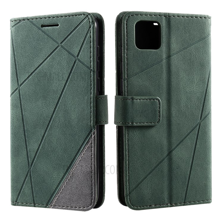 Couleur Blocage Avec Coque En Cuir Poche Portefeuille Et Emplacements Pour Cartes Pour Huawei Y5P - Vert-5