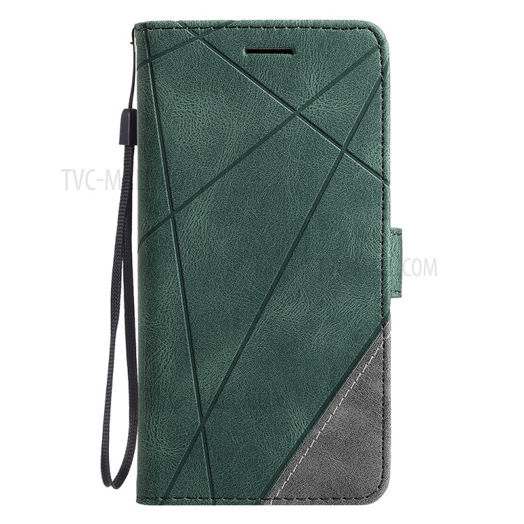 Couleur Blocage Avec Coque En Cuir Poche Portefeuille Et Emplacements Pour Cartes Pour Huawei Y5P - Vert-7