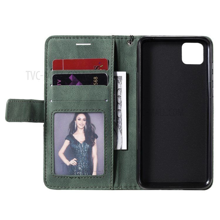 Couleur Blocage Avec Coque En Cuir Poche Portefeuille Et Emplacements Pour Cartes Pour Huawei Y5P - Vert-8