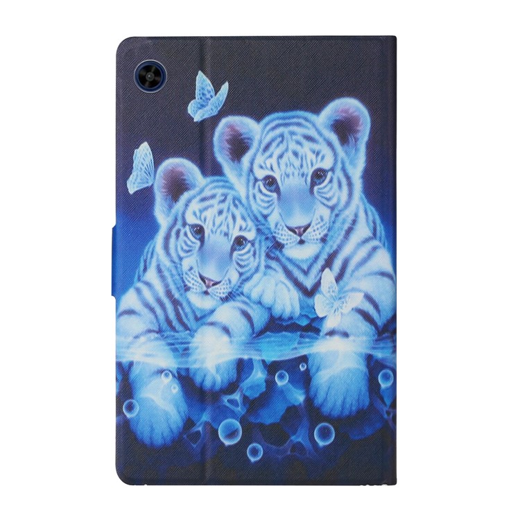 Slots de Carte D'impression Motif Flip Coquille de Tablette en Cuir Pour Huawei Matepad T8 - Tigre-3