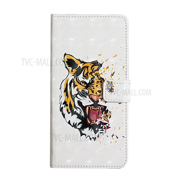 Light Spot Decor Patterned Leather Wallet Case with Stand for Huawei Y6p - Tiger-2