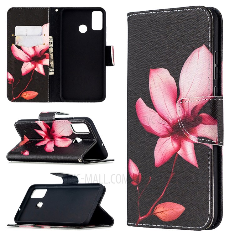 Pattern Printing Wallet Stand Leather Mobile Phone Shell for Honor 9X Lite - Flower-1