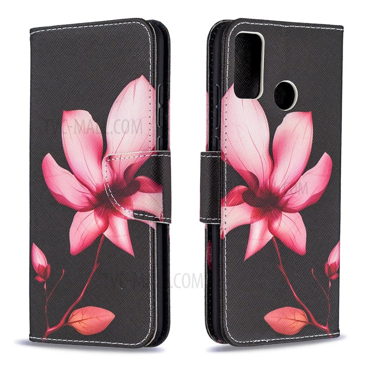 Pattern Printing Wallet Stand Leather Mobile Phone Shell for Honor 9X Lite - Flower-4