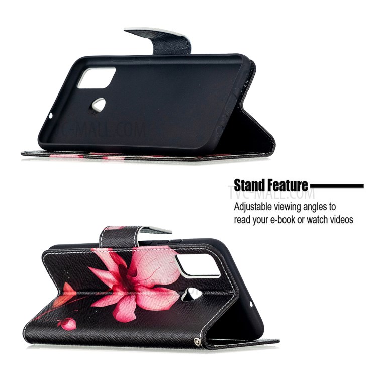 Pattern Printing Wallet Stand Leather Mobile Phone Shell for Honor 9X Lite - Flower-5