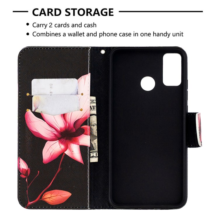 Pattern Printing Wallet Stand Leather Mobile Phone Shell for Honor 9X Lite - Flower-6