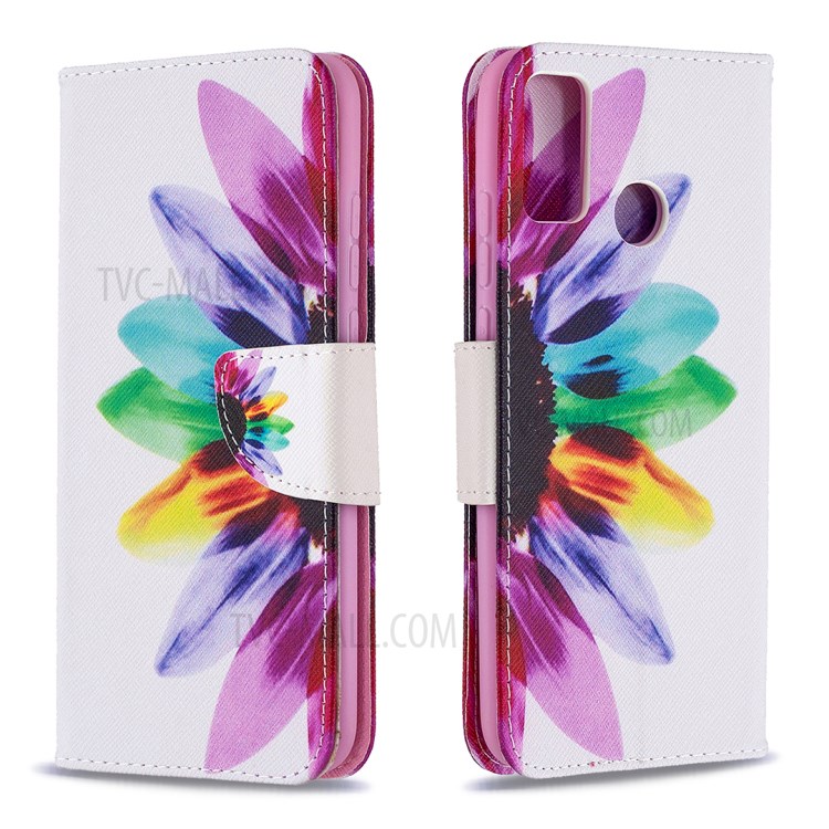 Pattern Printing Wallet Leather Protective Case for Honor 9X Lite - Colorized Flower-4