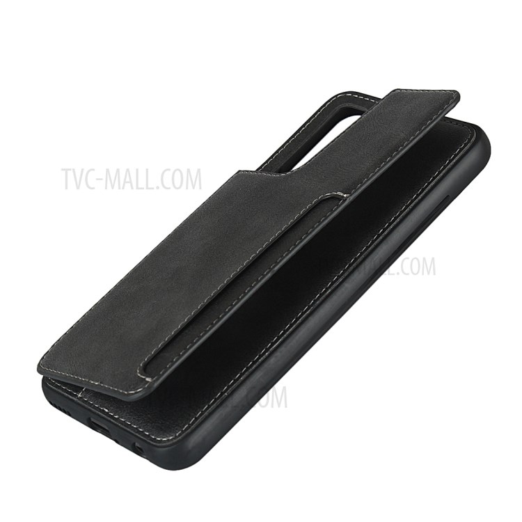 Leather Coated TPU Kickstand Case with Card Slots for Huawei Nova 7 SE/P40 Lite 5G - Black-7