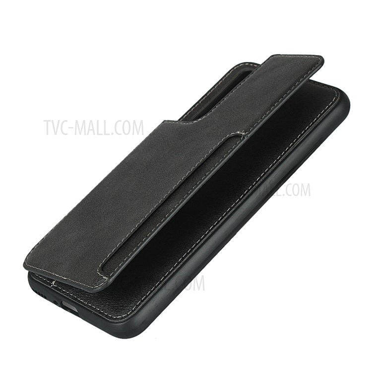 TPU Cuir Enduit Béquille Cas Avec Emplacements Pour Cartes Pour Nova 7 5G Huawei - Noir-7