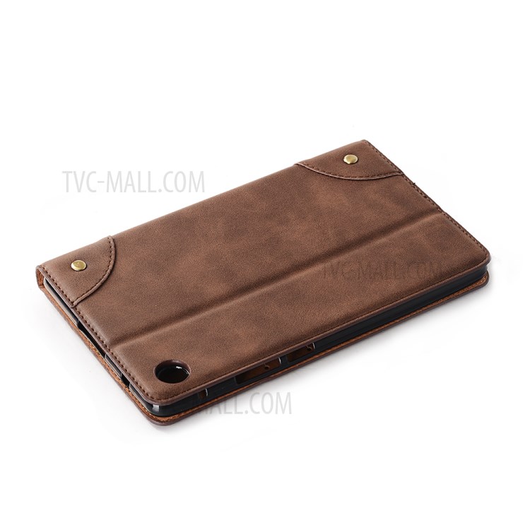 Retro Style Matte Leather Smart Tablet Case for Huawei MatePad T8 - Coffee-5