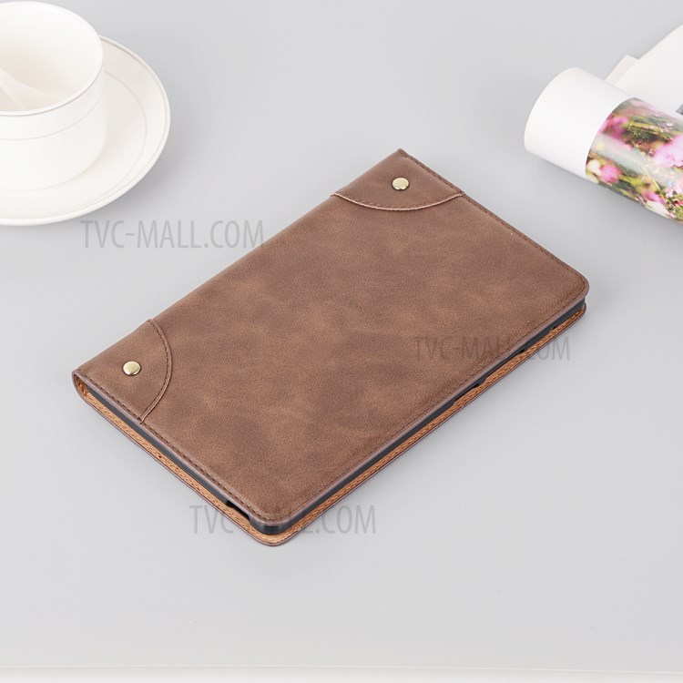 Retro Style Matte Leather Smart Tablet Case for Huawei MatePad T8 - Coffee-6