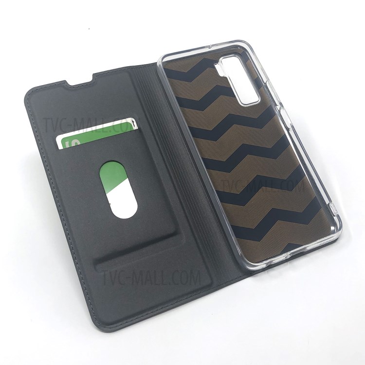 Case de Cartera de Cuero de Soporte de Adsorción Magnética Para Huawei P40 Lite 5G / Nova 7 SE - Negro