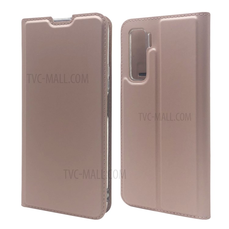 Magnetic Adsorption Stand Leather Card Holder Case for Huawei P40 Lite 5G / Nova 7 SE - Rose Gold-2