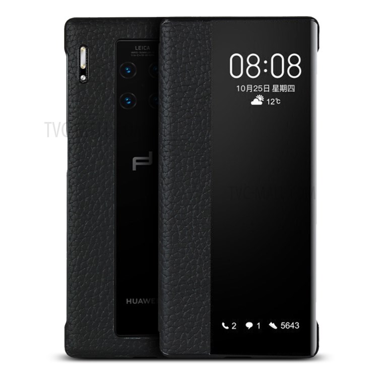 Litchi Texture View Window Flip Leather Phone Cover for Huawei Mate 30 RS Porsche Design - Black-10