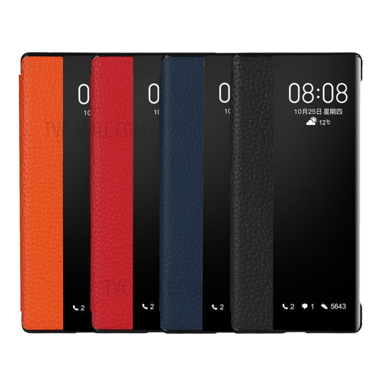 Litchi Texture View Window Flip Leather Phone Cover for Huawei Mate 30 RS Porsche Design - Black-11