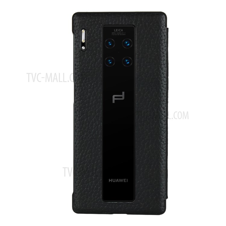 Litchi Texture View Window Flip Leather Phone Cover for Huawei Mate 30 RS Porsche Design - Black-3