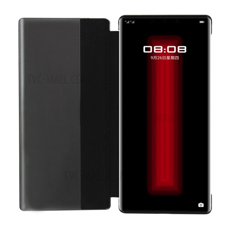 Litchi Texture View Window Flip Leather Phone Cover for Huawei Mate 30 RS Porsche Design - Black-4