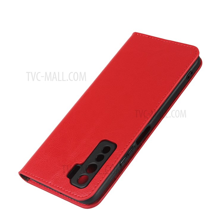 Crazy Horse Texture Genuine Leather Phone Case for Huawei nova 7 SE/P40 lite 5G - Red-6