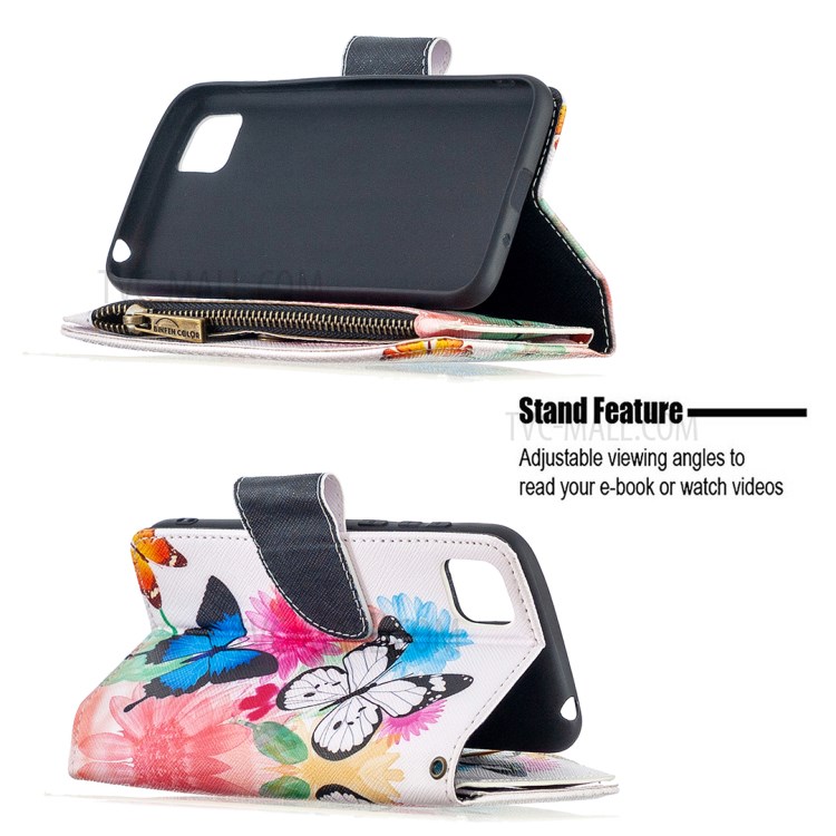 BF03 Pretty Pattern Printing Case Zipper Wallet Leather Cover for Huawei Y5p/Honor 9S - Vivid Butterfly-5
