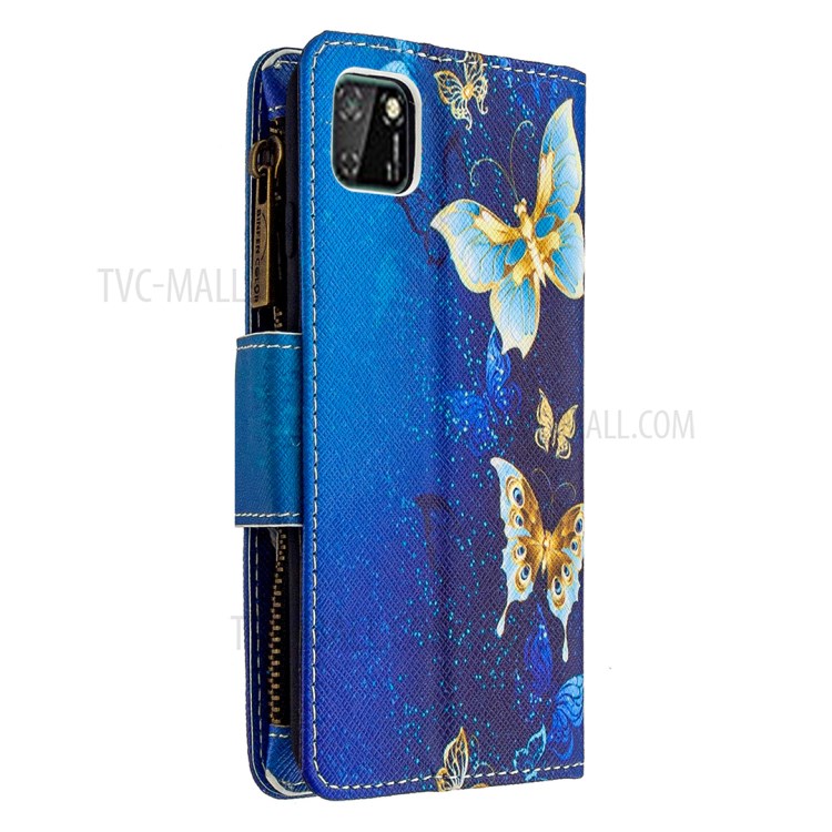 BF03 Pretty Pattern Printing Case Zipper Wallet Leather Cover for Huawei Y5p/Honor 9S - Beautiful Butterfly-3
