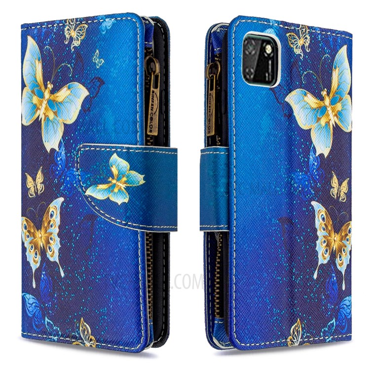 BF03 Pretty Pattern Printing Case Zipper Wallet Leather Cover for Huawei Y5p/Honor 9S - Beautiful Butterfly-4
