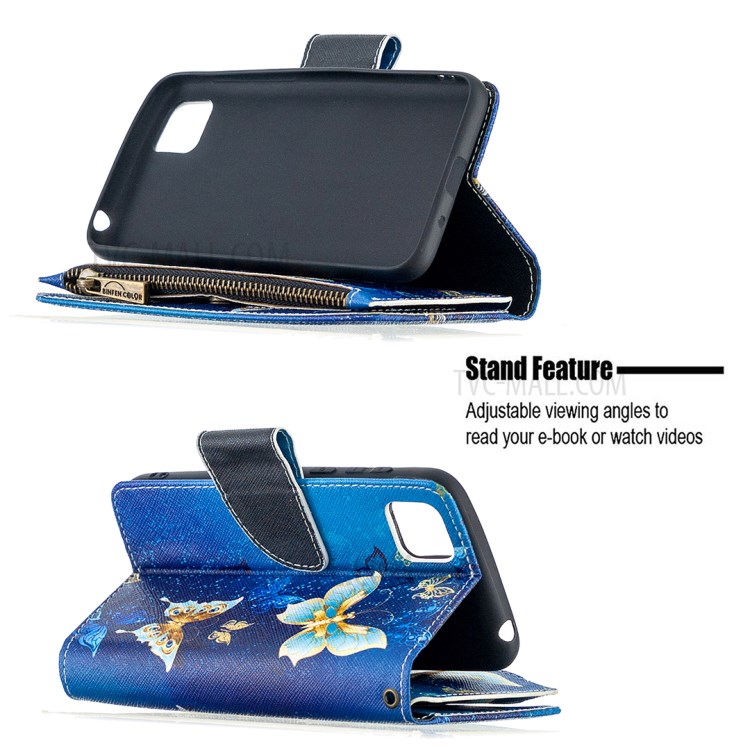 BF03 Pretty Pattern Printing Case Zipper Wallet Leather Cover for Huawei Y5p/Honor 9S - Beautiful Butterfly-5