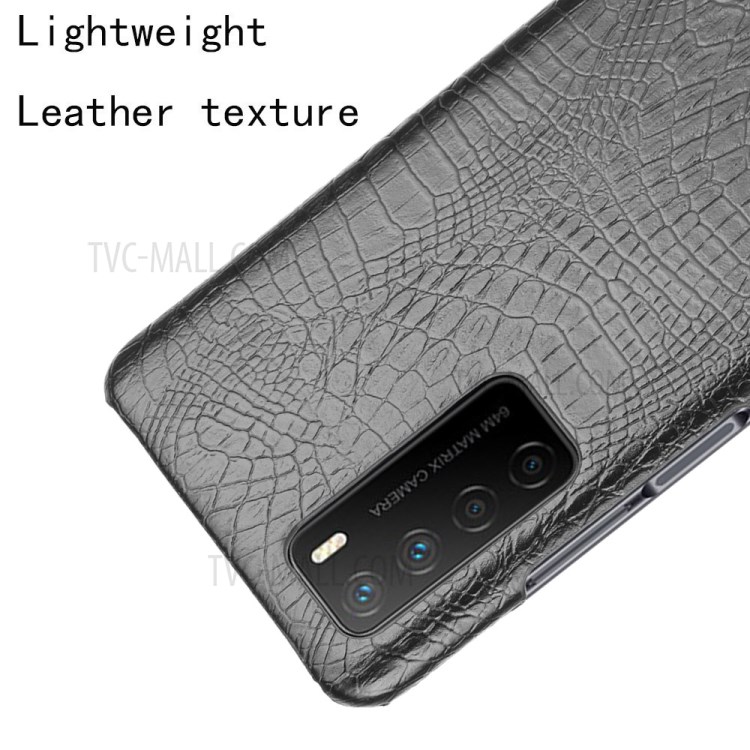 Crocodile Texture PU Leather Coated PC Phone Shell for Honor Play4 - Black-4