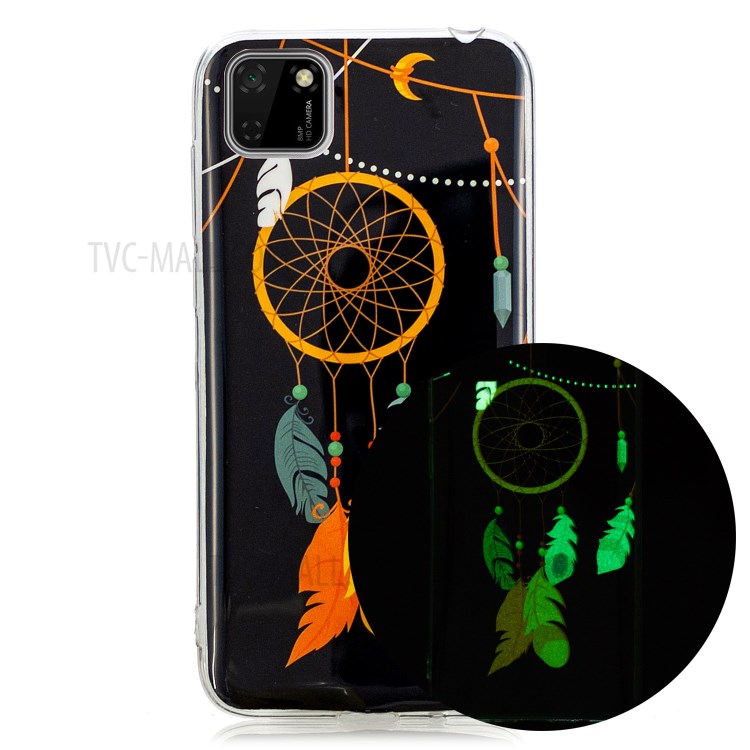 Noctilucent Boîtier Unique Avant De TPU De Protection À Motifs De L'IMD Pour Huawei Y5P - Plume Attrape-rêves-1