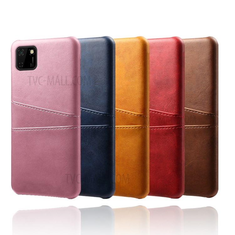 Dual Card Slots PU Leather Coated PC Hard Cover for Huawei Y5p/Honor 9S - Black-6