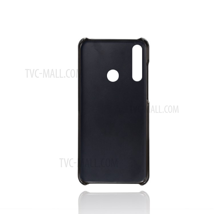 Double Card Slots PU Leather Coated Plastic Protector Cover for Huawei Y6p - Black-3