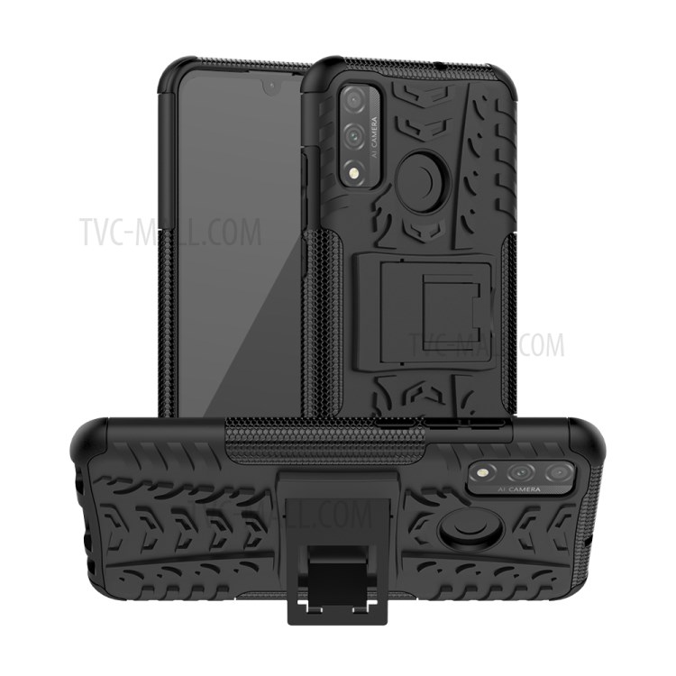 Cool Tyre PC + TPU Hybrid Phone Case with Kickstand for Huawei P smart 2020 - Black-1