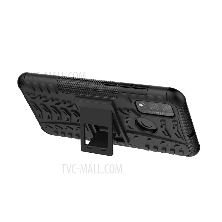 Cool Tyre PC + TPU Hybrid Phone Case with Kickstand for Huawei P smart 2020 - Black-5