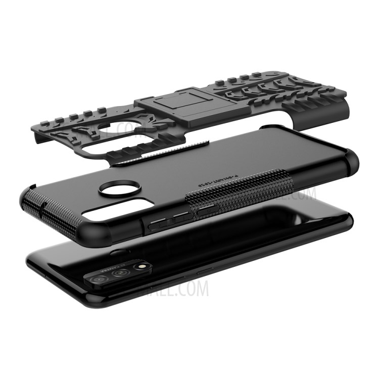 Cool Tyre PC + TPU Hybrid Phone Case with Kickstand for Huawei P smart 2020 - Black-7