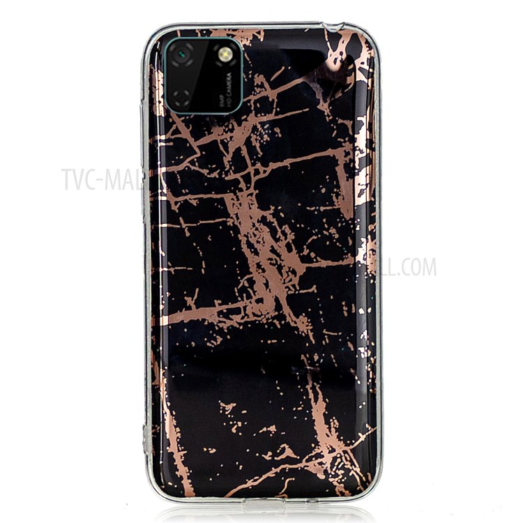 Marble Pattern Electroplating IMD TPU Phone Case for Huawei Y5p - Black-1