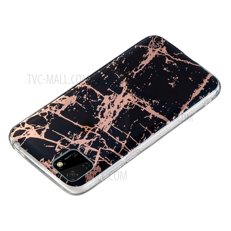 Marble Pattern Electroplating IMD TPU Phone Case for Huawei Y5p - Black-2