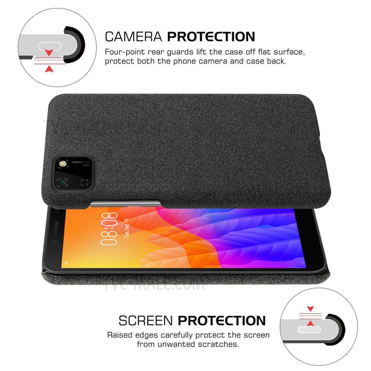Cloth Texture Hard Shell Case for Huawei Y5p - Black-5