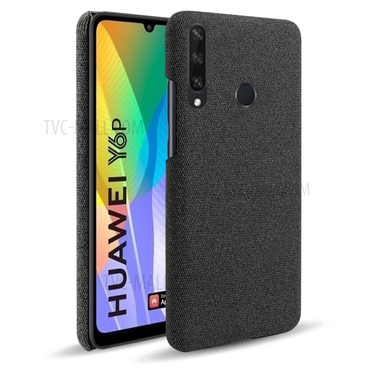 Cloth Texture Hard Case Cover for Huawei Y6p - Black-1