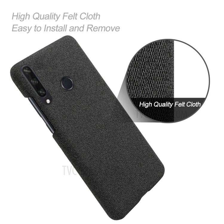 Cloth Texture Hard Case Cover for Huawei Y6p - Black-4