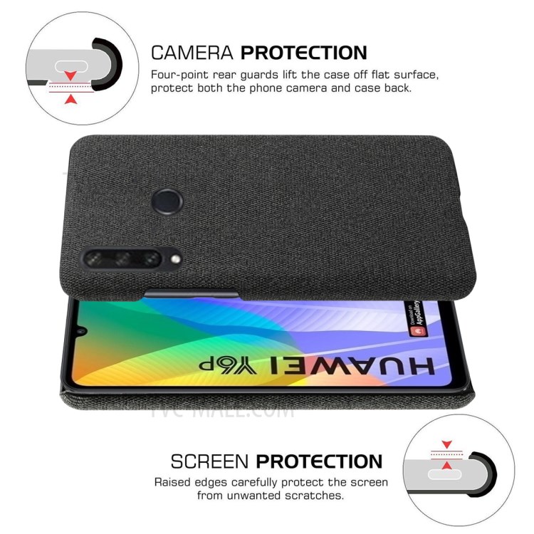 Cloth Texture Hard Case Cover for Huawei Y6p - Black-5
