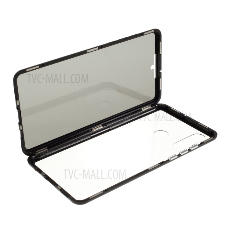 Cadre Métallique Anti-peep + Couvercle En Verre Trempé Pour Lite P30 Huawei / Nova 4E / P30 Lite Nouvelle Édition - Noir-1