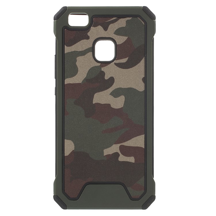 Camouflage Leather Coated PC TPU Hybrid Shell for Huawei P9 Lite / G9 Lite - Army Green-1
