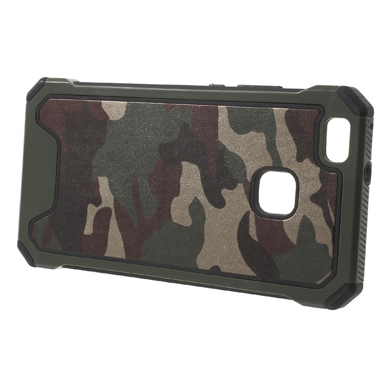 Camouflage Leather Coated PC TPU Hybrid Shell for Huawei P9 Lite / G9 Lite - Army Green-2