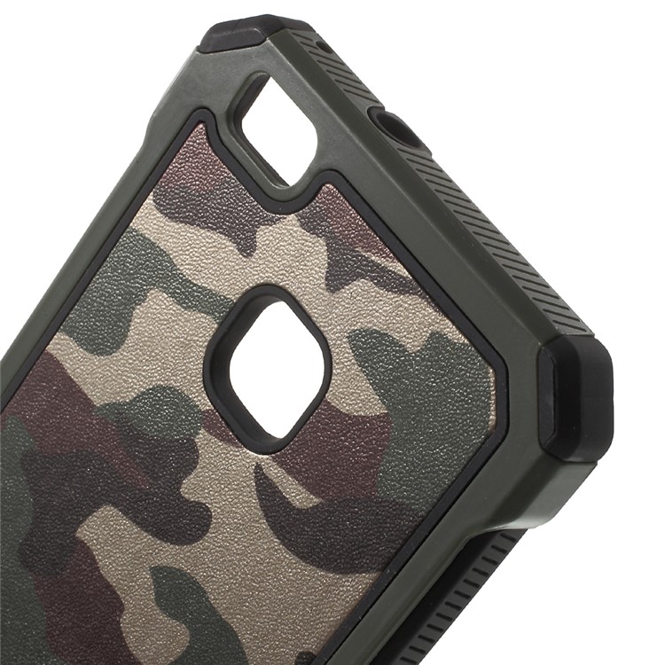 Camouflage Leather Coated PC TPU Hybrid Shell for Huawei P9 Lite / G9 Lite - Army Green-3